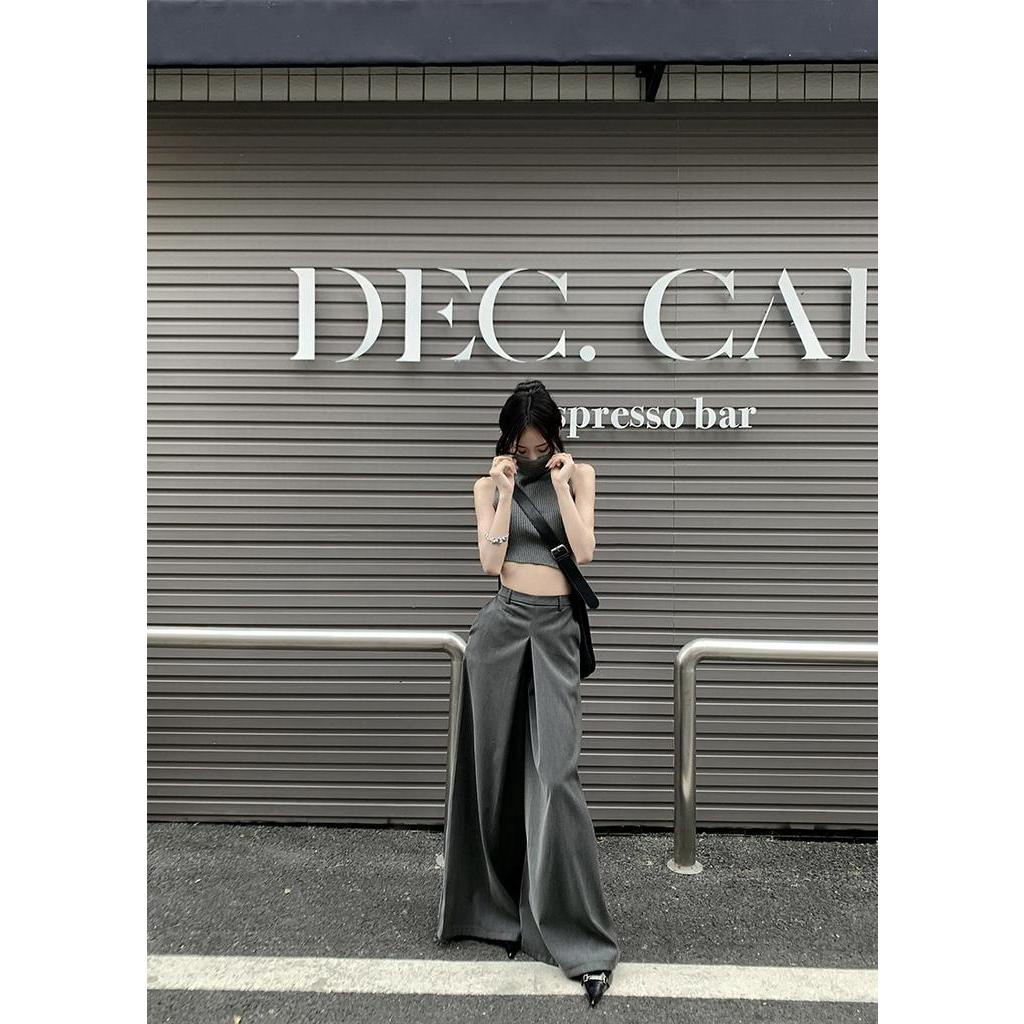 Bộ Áo Dệt Kim Sát Nách Cổ Cao + Quần Ống Rộng Thời Trang Cho Nữ 62313