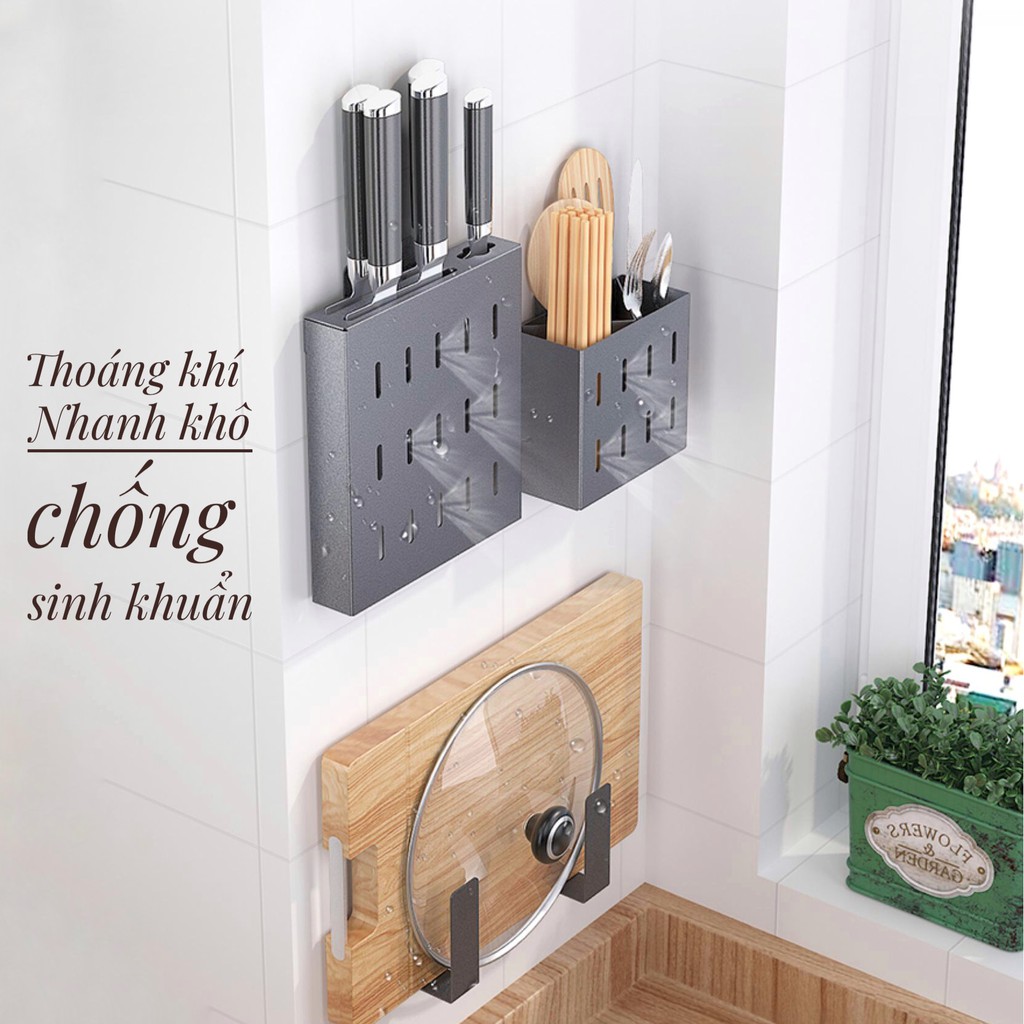 Kệ để thớt dán tường phong cách hiện đại, kệ để nắp vung nồi