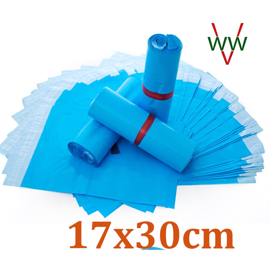 100(1 CUỘN) Túi đóng gói hàng XANH BLUE size 17x30cm thay thế túi xi măng giá rẻ Hà Nội