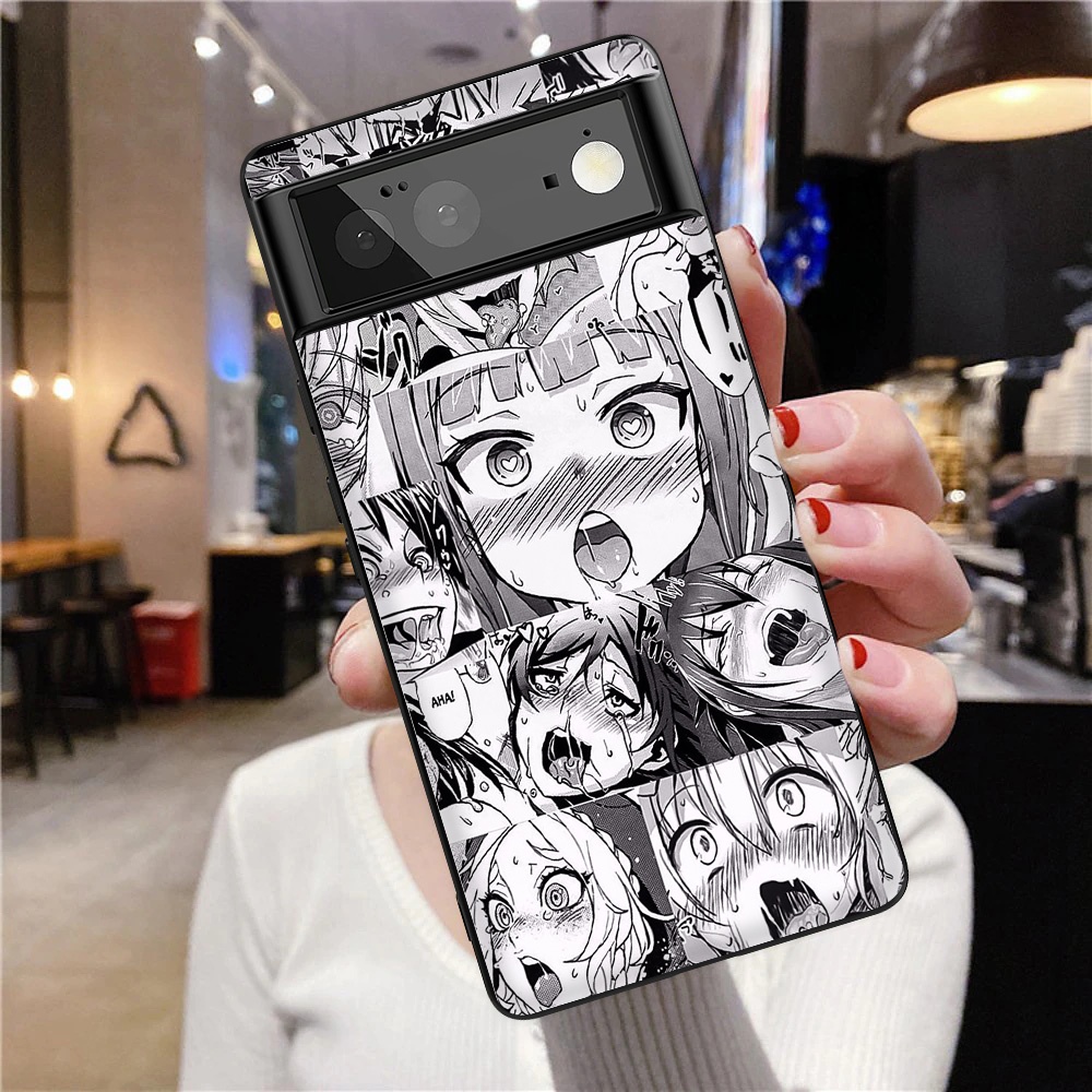 Ốp điện thoại nhựa mềm màu đen hình cô gái anime cho Google pixel 2xl 3a xl 4xl 5 6 pro