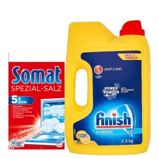 Combo Bột rửa bát finish classic 2.5kg + muối rửa bát somat 1.2kg
