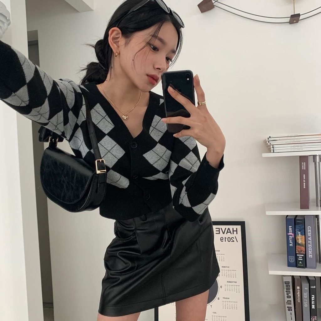 Áo khoác cardigan vải dệt kim tay dài thiết kế thanh lịch