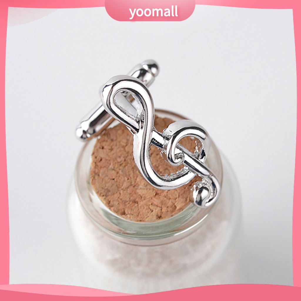 Khuy măng sét mạ bạc thiết kế hình nốt nhạc thời trang thanh lịch cho nữ