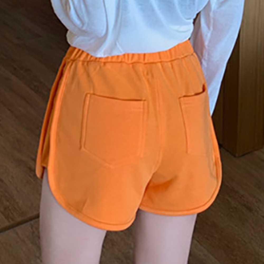 Quần short nữ cạp cao màu trơn đơn giản thoải mái