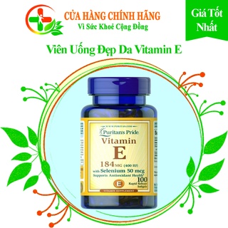 Viên uống đẹp da vitamin e 184mg with selenium 50mg 100 viên mẫu mới của puritan's pride