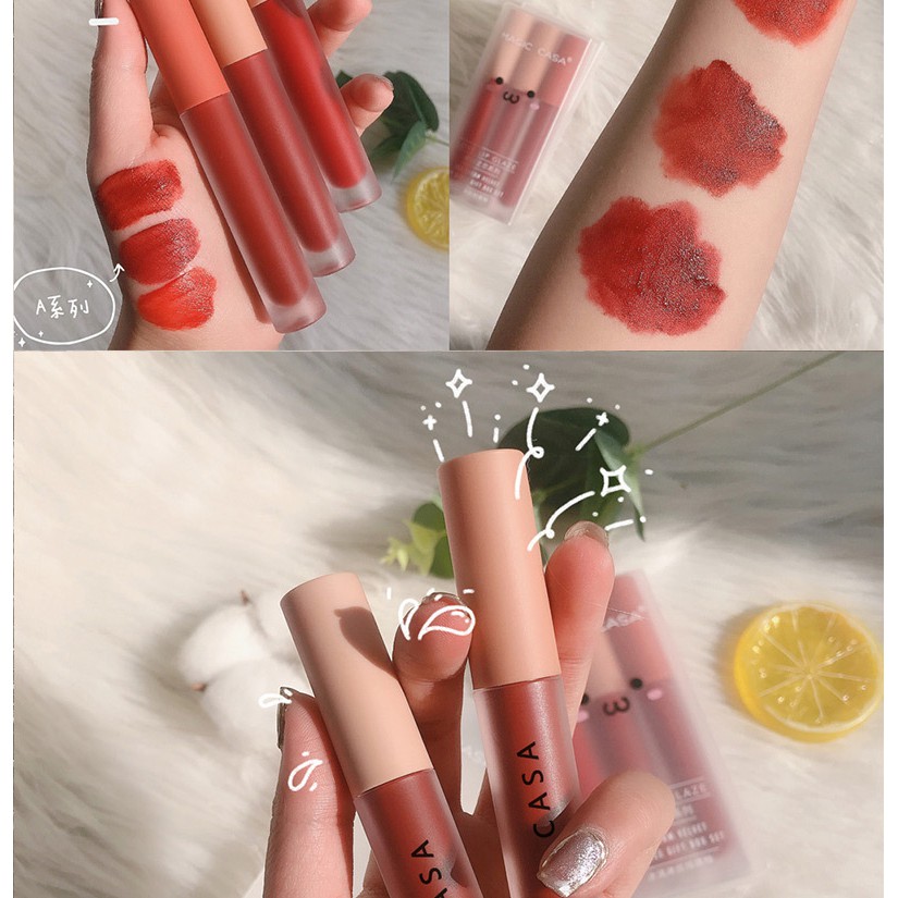 Son Kem Lì Magic Casa Fluffy Lip Glaze Siêu Xinh Chất Mềm Và Mịn Môi Tiện Dụng Cho Trang Điểm