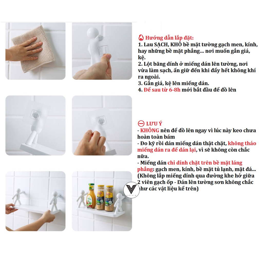 Kệ Đề Đồ Dán Tường Decor 2 Chú Lực Sĩ Độc Đáo, Phong Cách Nhật Bản