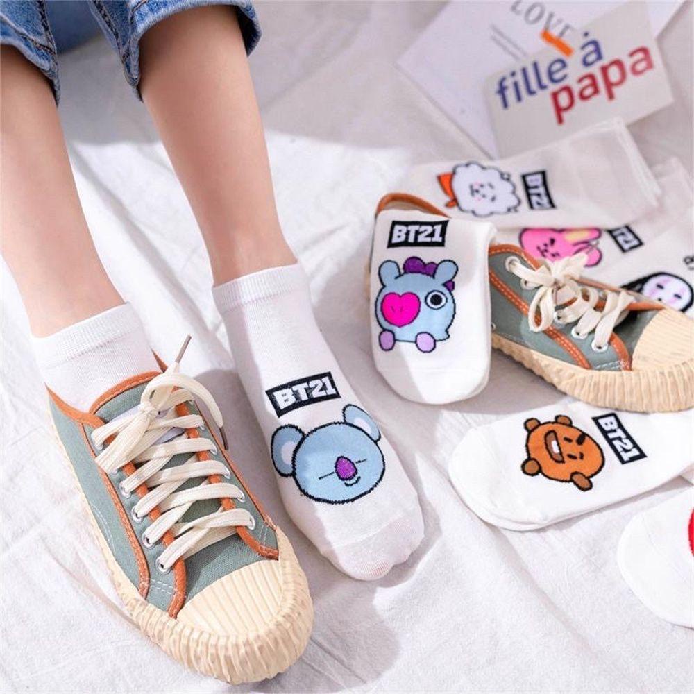 Vớ Cotton In Hình BT21 BTS Van Shooky Cooky Rj Mang Koya