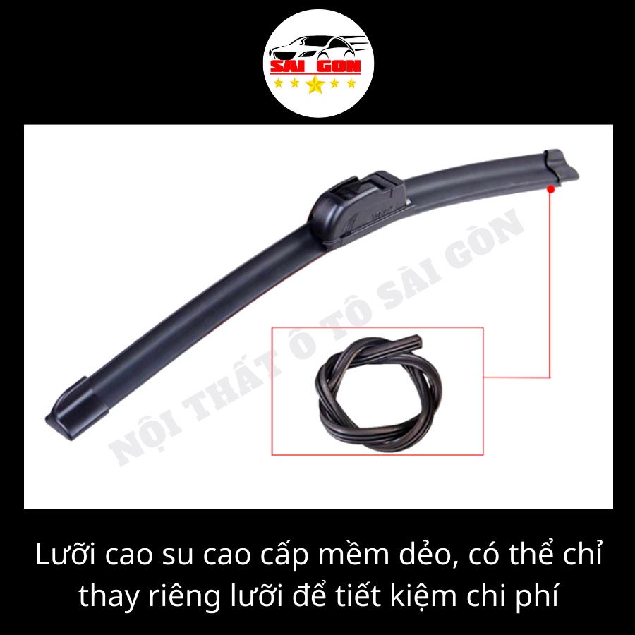 Gạt mưa ô tô loại tốt không xương, kích cỡ 14 đến 26 inch, phù hợp với hầu hết các hãng xe hơi trên thị trường