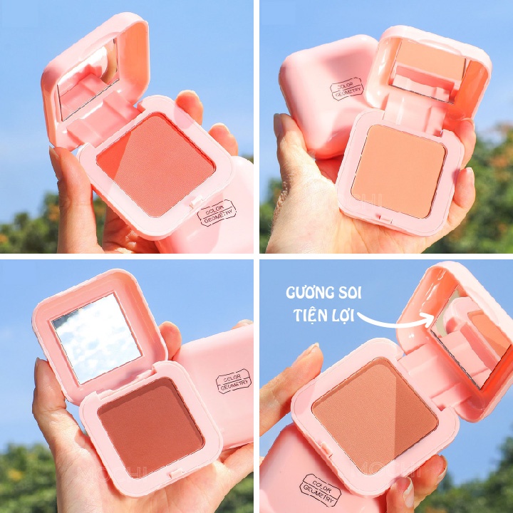 Phấn Má Hồng Trang Điểm 6 Màu Xinh Xắn + Kèm Gương Và Cọ Tiện Dụng Vitality Blush Color Geometry Makeup MOCHI SHOP