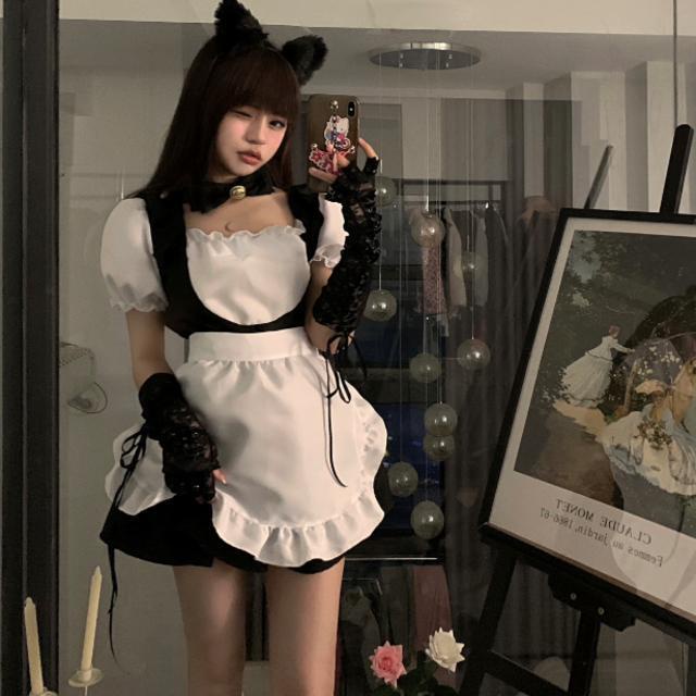 Student trendy pure desire temptation ~ soft girl maid outfit cos western style age-reducing narrow-eo all-