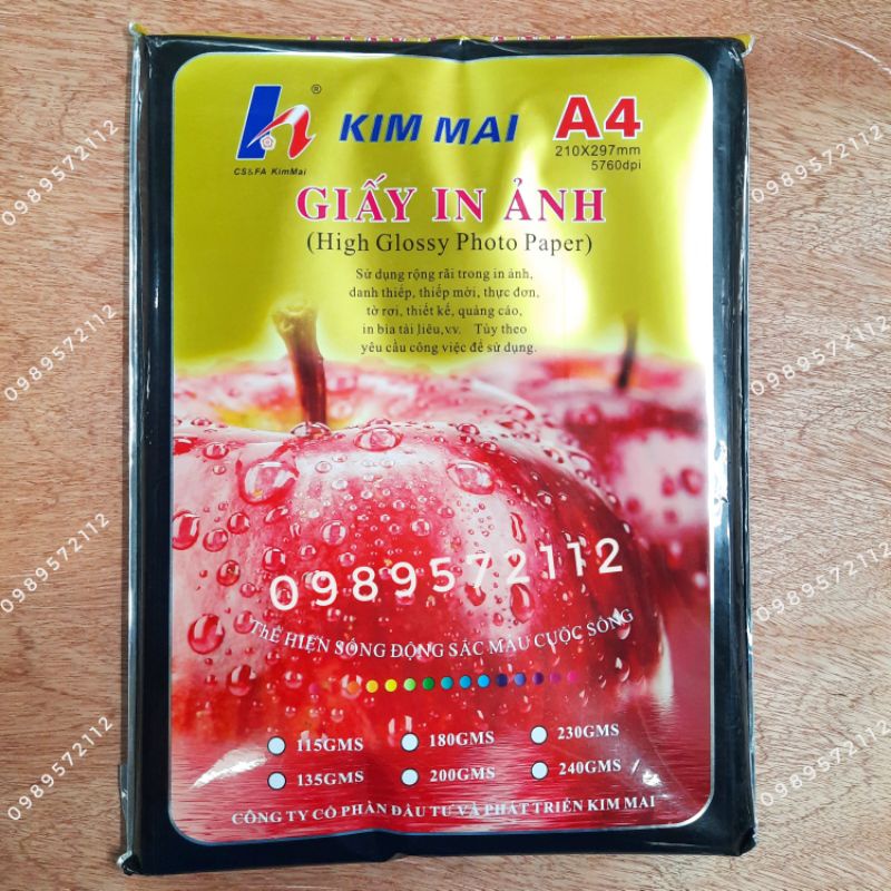Giấy in ảnh 1 mặt bóng kim mai A4.Định lượng 230gsm