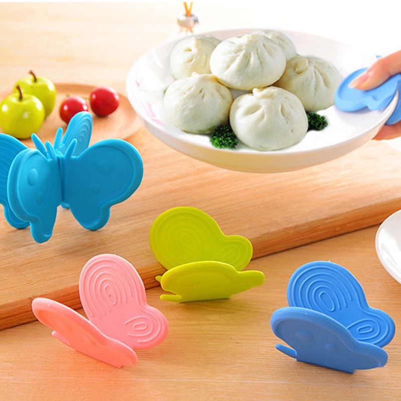 Set 2 Kẹp Nhấc Nồi Bằng Silicone Cách Nhiệt Chống Trượt Hình Bướm Tiện Dụng