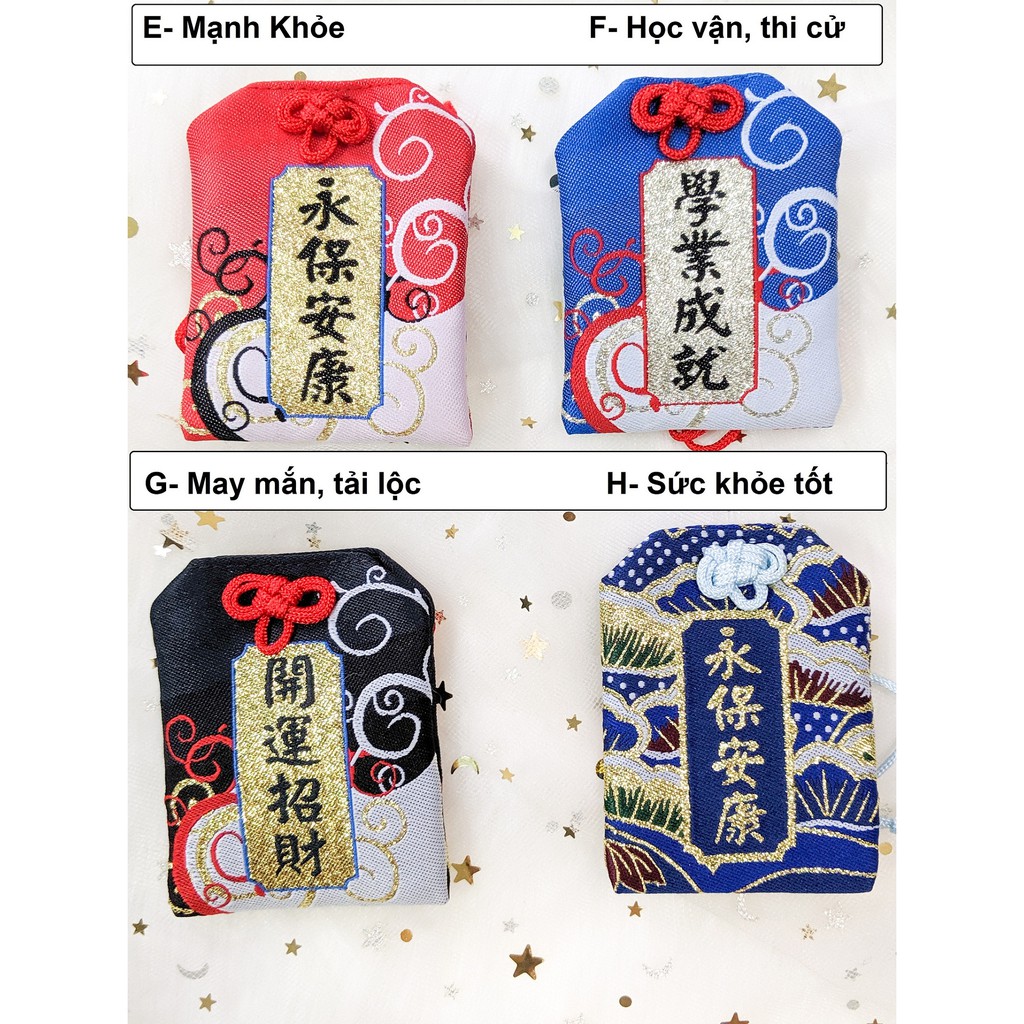 Túi Phước May Mắn Omamori Tặng  Đá Ngũ Sắc