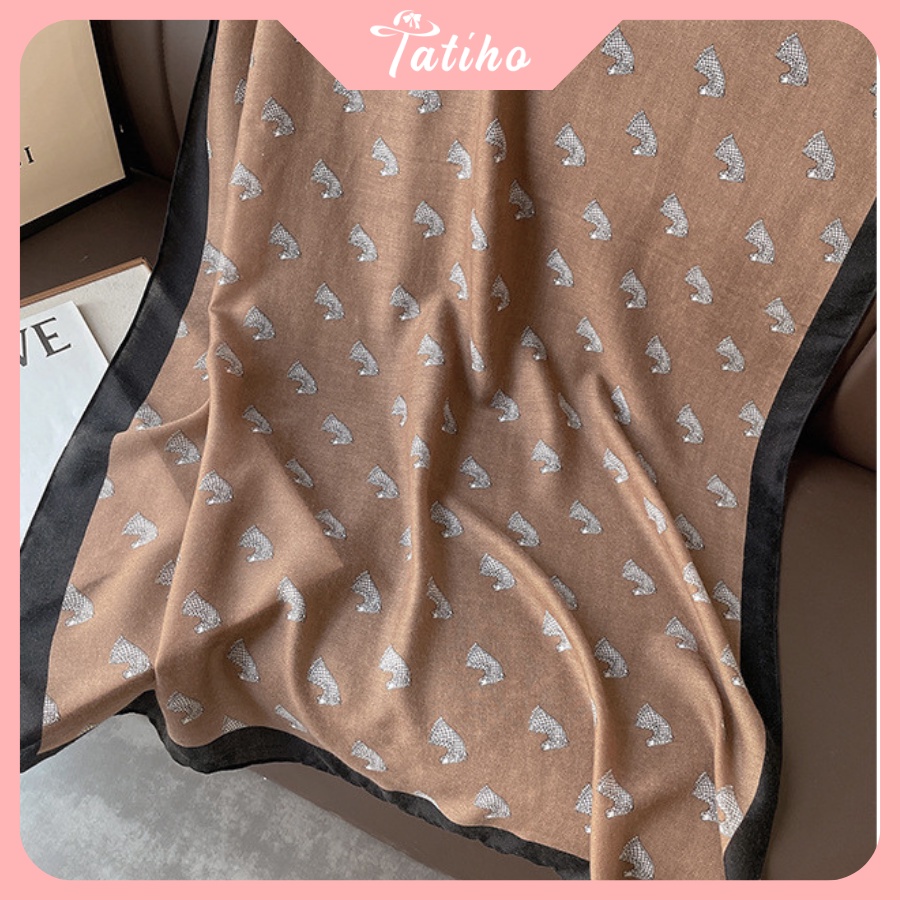 [Hàng Xịn, Giá Tốt] Khăn Choàng Quàng Cổ Lụa Cao Cấp Caro Ngựa Sang Trọng - Chất Liệu Lanh - 90x190cm - Mã KS010