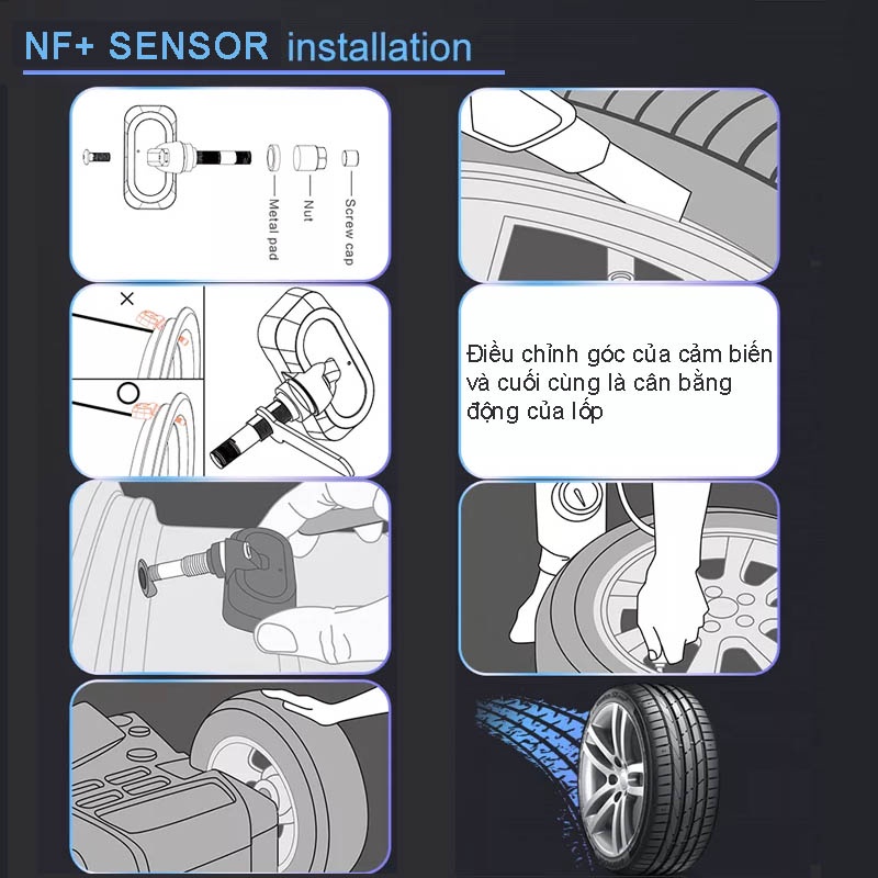 Careud TPMS U912NF/TJ WF/WI áp suất lốp ô tô cảm biến, bộ cảm biến Tích hợp chống bay