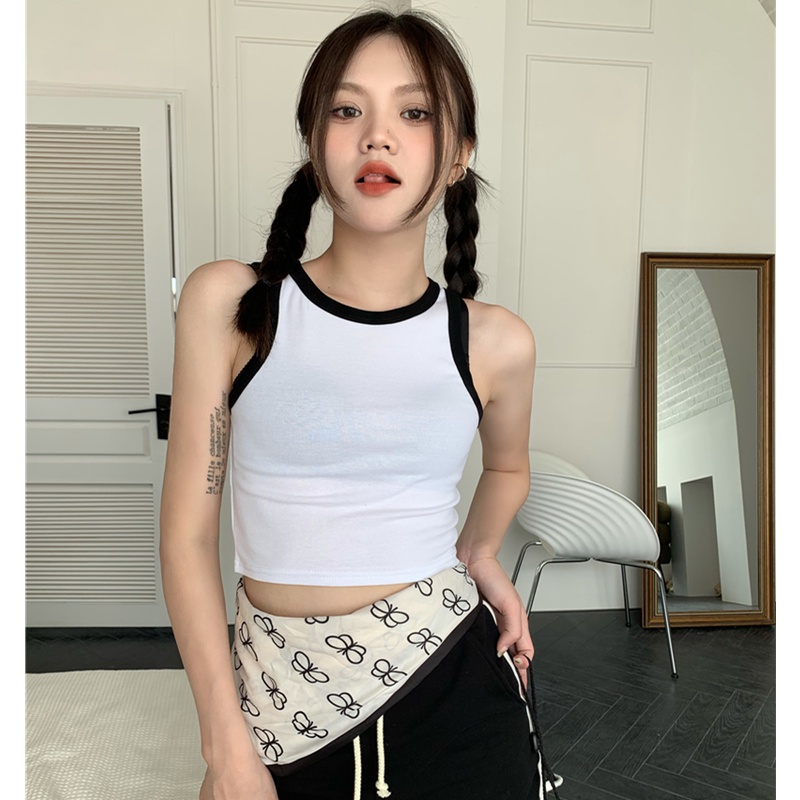 Áo Croptop Sát Nách Nhiều Màu Sắc Phong Cách Retro Thời Trang Cho Nữ