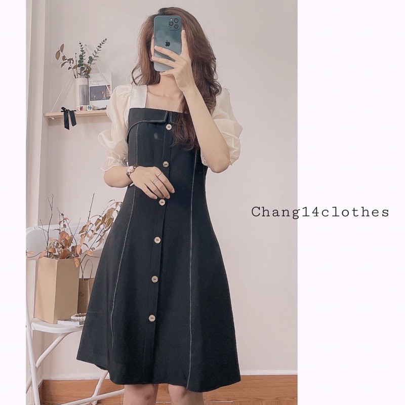 Váy thiết kế công sở đẹp tay voan khuy vạt trước phong cách nhẹ nhàng hàng cao cấp | BigBuy360 - bigbuy360.vn