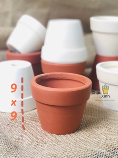 CHẬU ĐẤT NUNG TRẮNG NÂU ( SIZE 9X9CM )