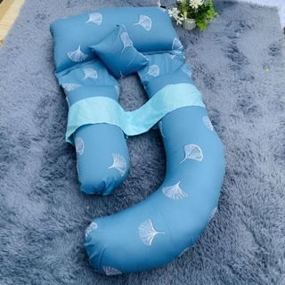 Gối ôm, gối ngủ đa năng chữ J dành cho bà bầu có thể tháo rời, tặng kèm gối vuông, làm từ 100% vải Cotton lụa cao cấp