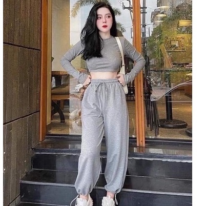 Quần bom nỉ da cá trơn UNISEX chất dày dặn thun ống rộng bo ống