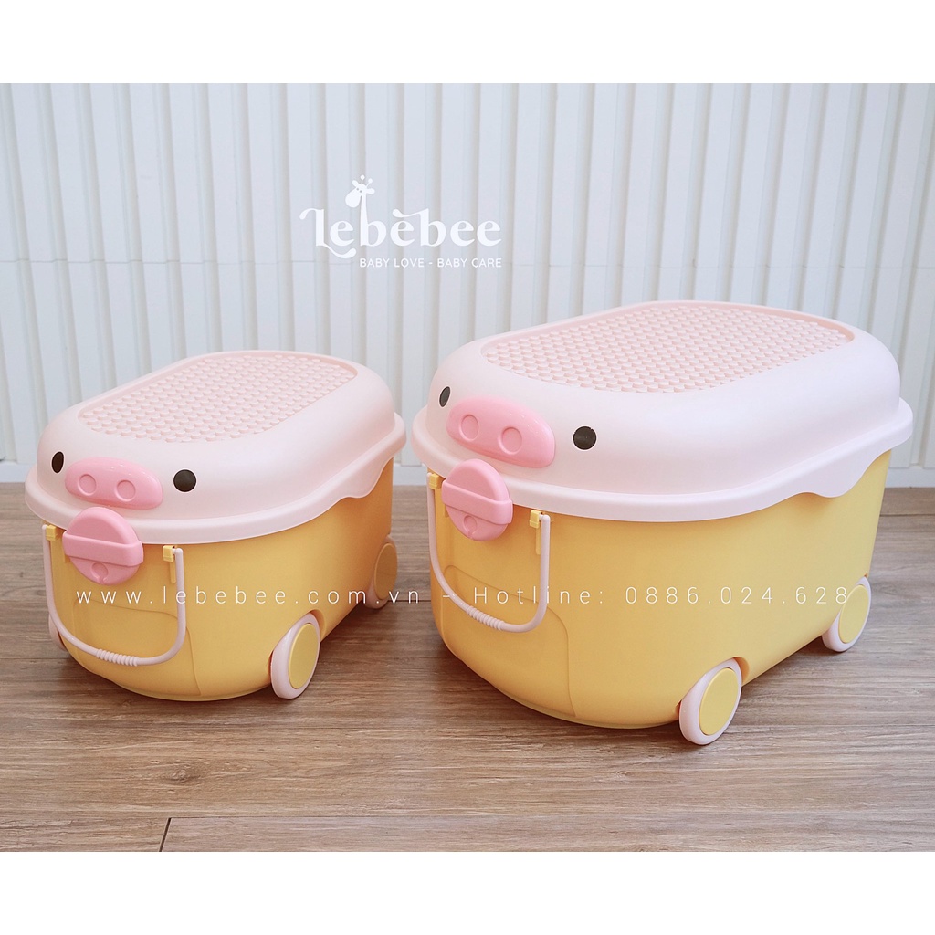 Hộp đựng đồ chơi Holla hình heo nhỏ có bánh xe
