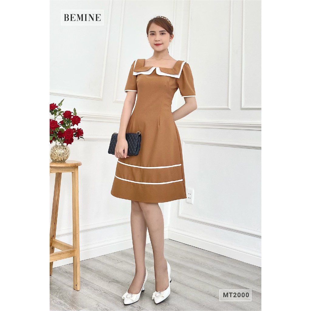 Đầm dự tiệc cổ phối trắng BEMINE MT2000DA | BigBuy360 - bigbuy360.vn