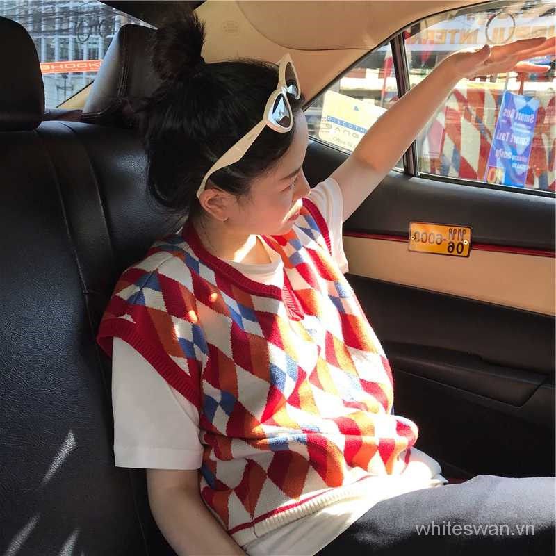 Áo Len Không Tay Cổ Chữ V Họa Tiết Sọc Caro Nhiều Màu Sắc Phong Cách Hàn Quốc Mới | BigBuy360 - bigbuy360.vn