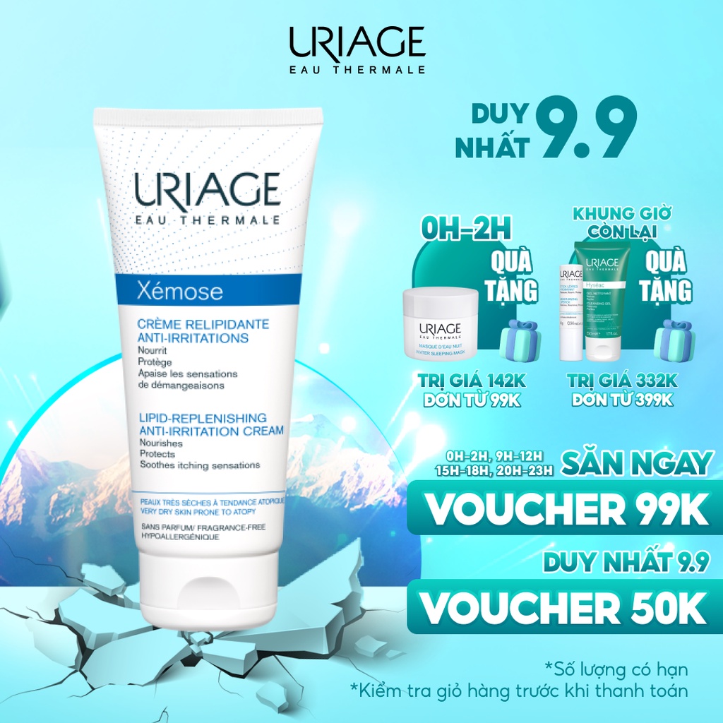 Kem hỗ trợ điều trị da khô, viêm da cơ địa, chàm URIAGE XEMOSE CREME RELIPIDANTE ANTI-IRRITATIONS 200ml