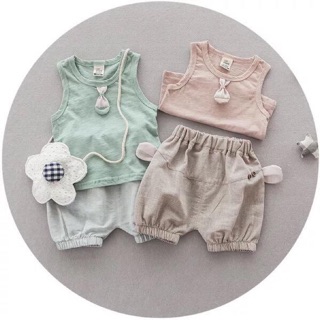 Bộ áo ba lỗ quần tai gấu bé trai