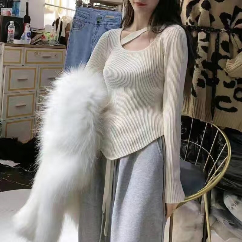 Áo len nữ đẹp áo len nữ thời trang hot dài tay điệu đà dây chéo vạt nhọn quảng châu