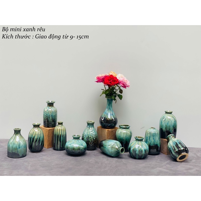 Lọ hoa, bình cắm hoa mini decor gốm sứ bát tràng cao cấp men hoả biến
