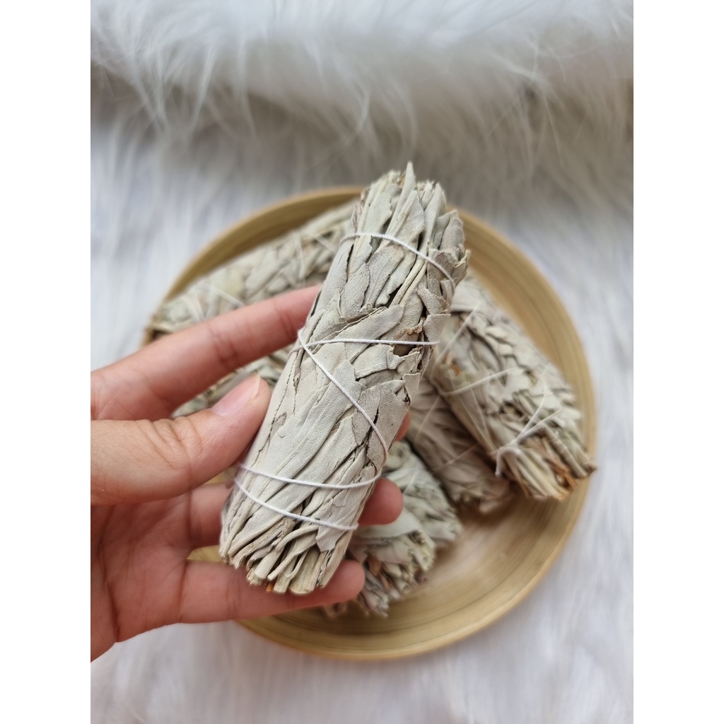 Xô thơm trắng  thanh tẩy không gian, xông nhà, dùng trong phong thủy, bài tarot, reiki, healing,thiền định