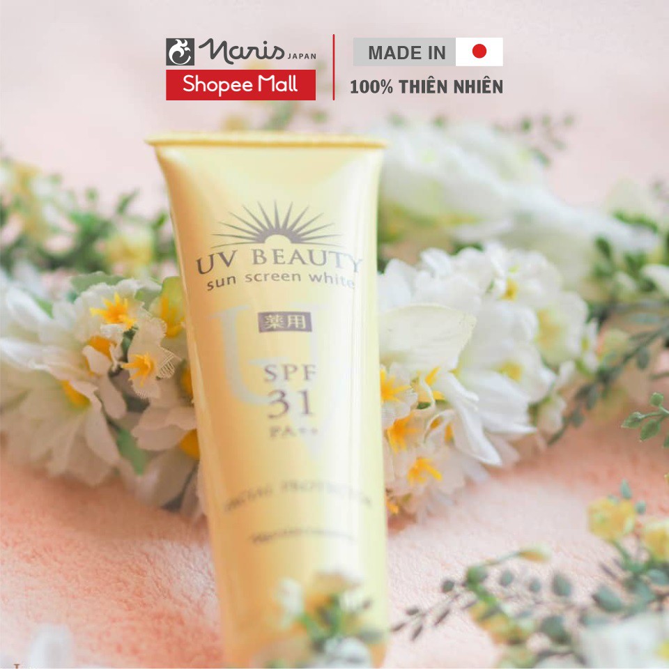 Kem chống nắng dạng sữa bảo vệ da mặt, dưỡng trắng Naris UV Beauty Sun Screen White Facial Protector SPF31 PA++ 40g