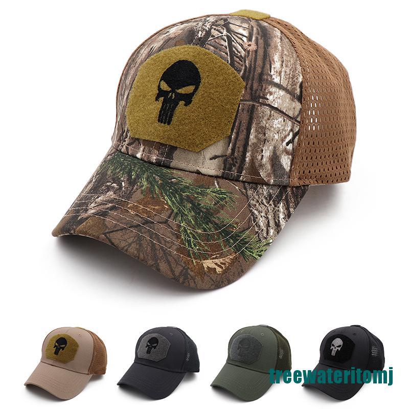 <new~>Skull Baseball Cap Sunscreen Hat Camouflage Military Army Airsoft Fishing Hat