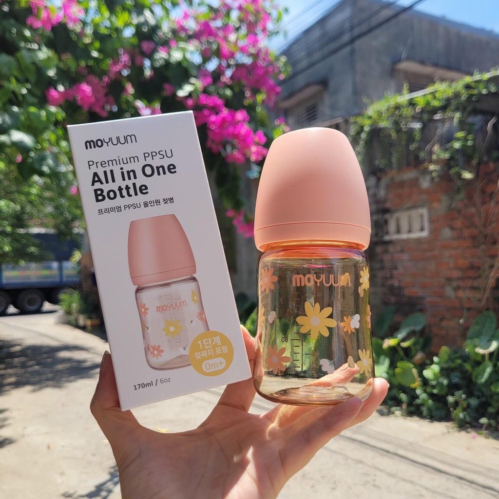 Bình sữa Moyuum hoạ tiết hoa cúc Daisy Edition170ml/270ml