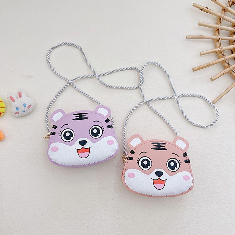Túi Da PU Đeo Chéo Mini In Họa Tiết Con Hổ Sáng Tạo Dành Cho Bé Gái