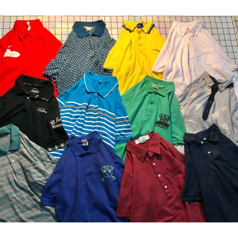 Áo Thun Polo 2hand Unisex, Áo Thun Có Cổ Nam Nữ Form Rộng MỸ 2HAND HÀNG TUYỂN Vải Cotton Cá Sấu Mẫu 4