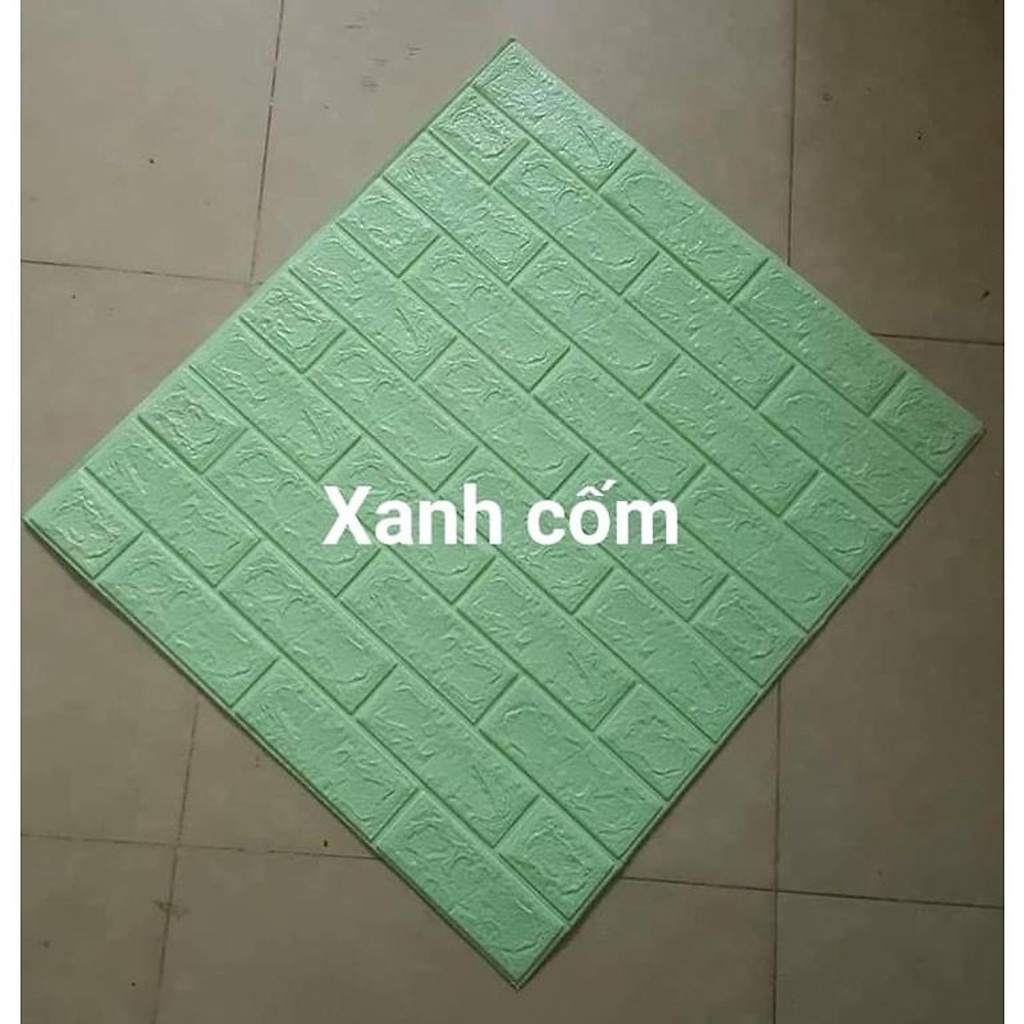 Xốp Dán Tường Giả Gạch 3D XANH Cốm 3mm ( 70X77cm )
