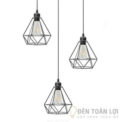 Đèn thả: Đèn trang trí lồng sắt hình kim cương mẫu số 2
