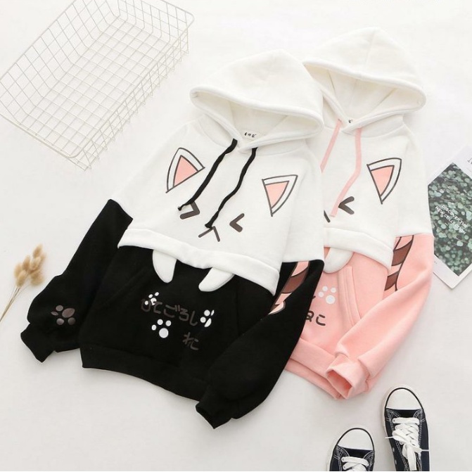 Áo Hoodie mèo nhật 2 màu cực xinh | BigBuy360 - bigbuy360.vn