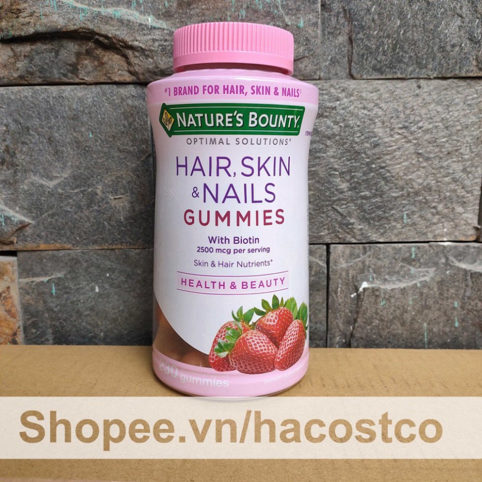 SALE KHÔ MÁU Kẹo dẻo Gummies Nature's Bounty Hair , Skin & Nails 230 viên - Mẫu mới SALE KHÔ MÁU