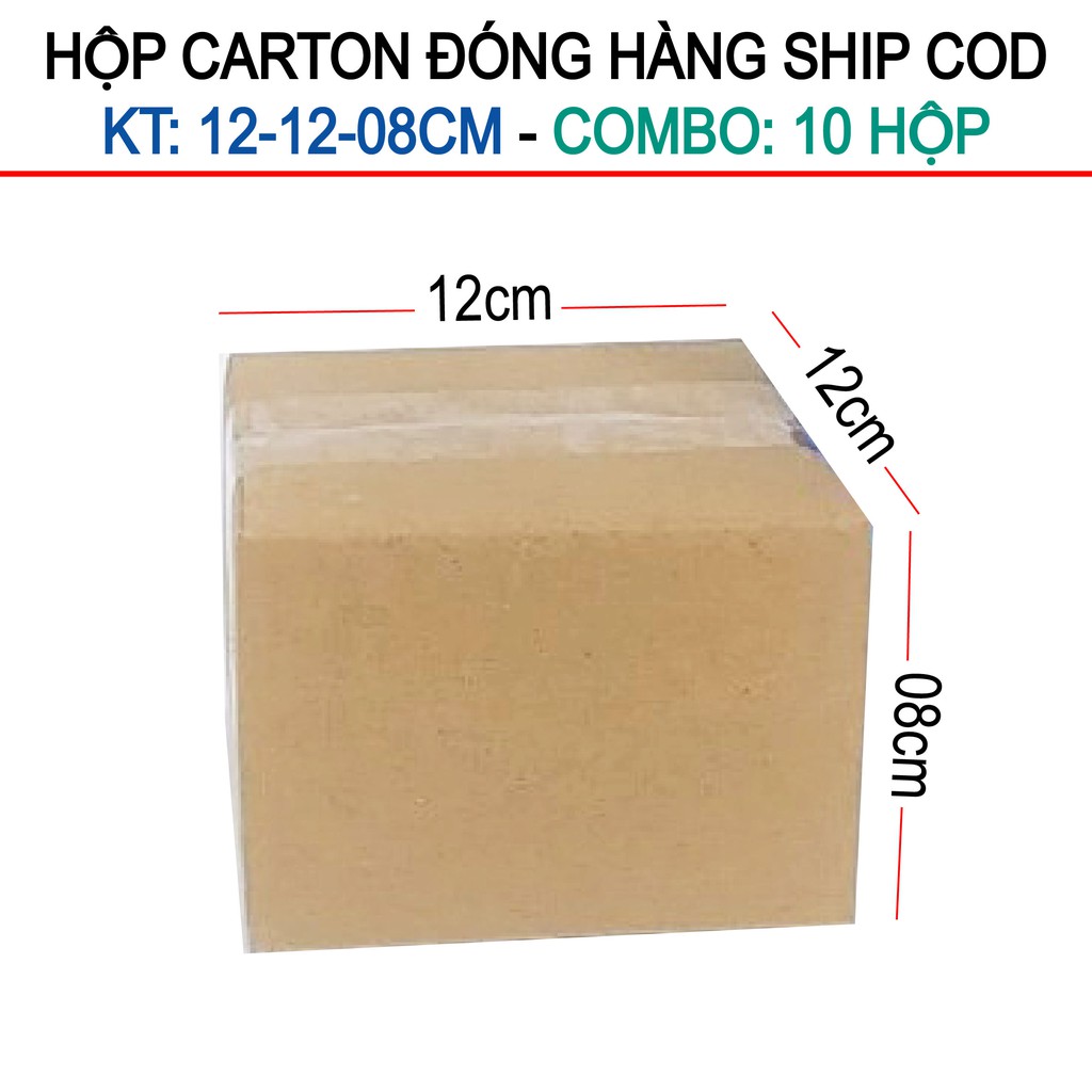 10 Hộp 12x12x8 cm, Hộp Carton 3 lớp đóng hàng chuẩn Ship COD (Green &amp; Blue Box, Thùng giấy - Hộp giấy giá rẻ)