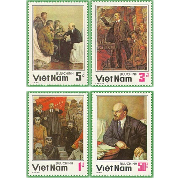 Tem sưu tập mã 454 Tem CTO và sống Việt Nam Kỷ niệm 60 năm ngày mất V.I. Lenin 1984 ( 4 tem )