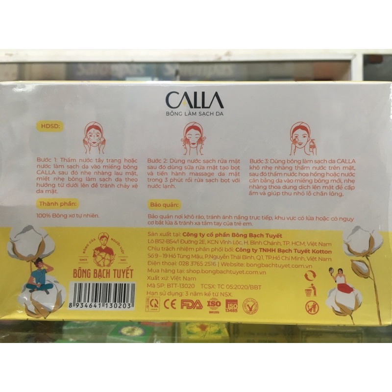 ✅ [Chính Hãng] Caila bông làm sạch da bông tẩy trang thương hiệu Bạch Tuyết (mềm mịn và sạch sâu).