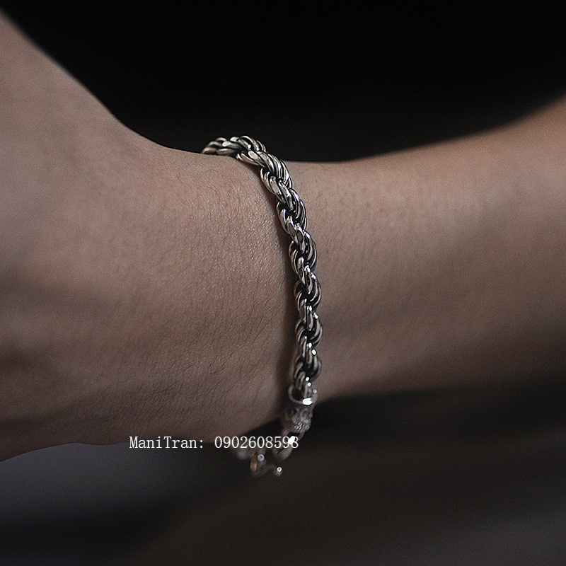 Lắc Tay Bạc Thái S925 Móc khoá Hoa Mandala Chùy Kim Cang và Om Mani Padme Hum