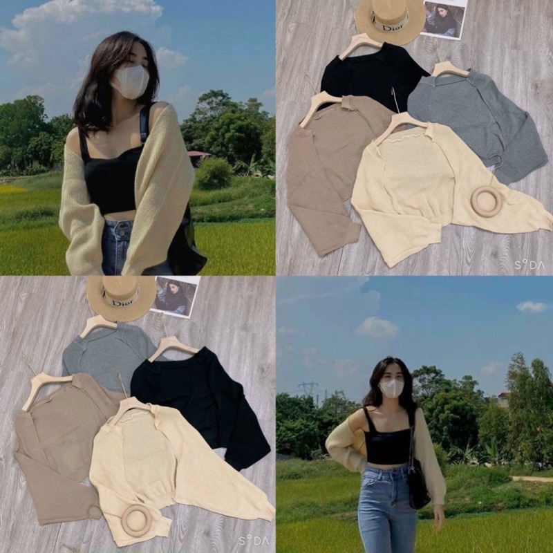 Áo khoác len croptop