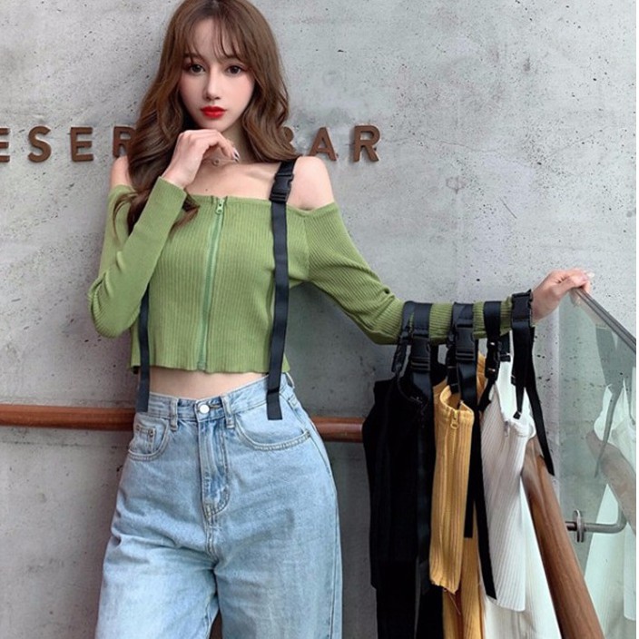 Áo nữ tay dài hở vai gợi cảm phong cách Hàn Quốc
