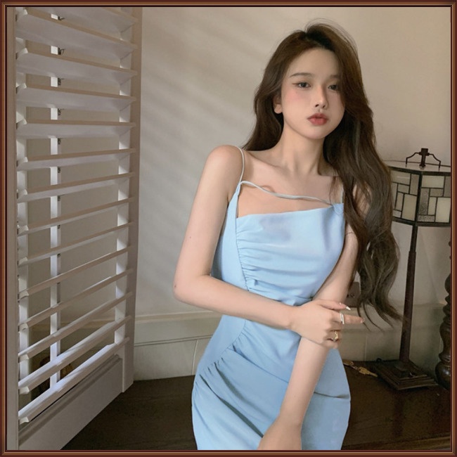 Đầm Hai Dây Xẻ Tà Màu Trơn Thời Trang Dành Cho Nữ