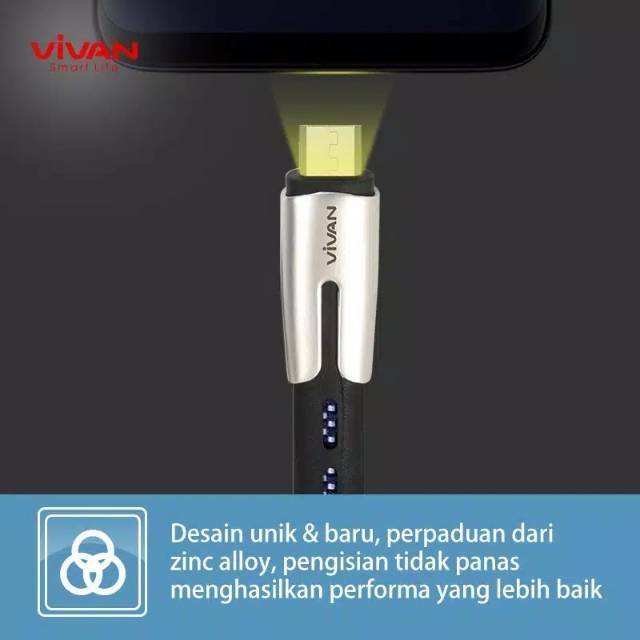 Dây Cáp Sạc Nhanh Vivan Btk-M 2.4a Micro Usb Dài 100cm 1 Năm Cho Android